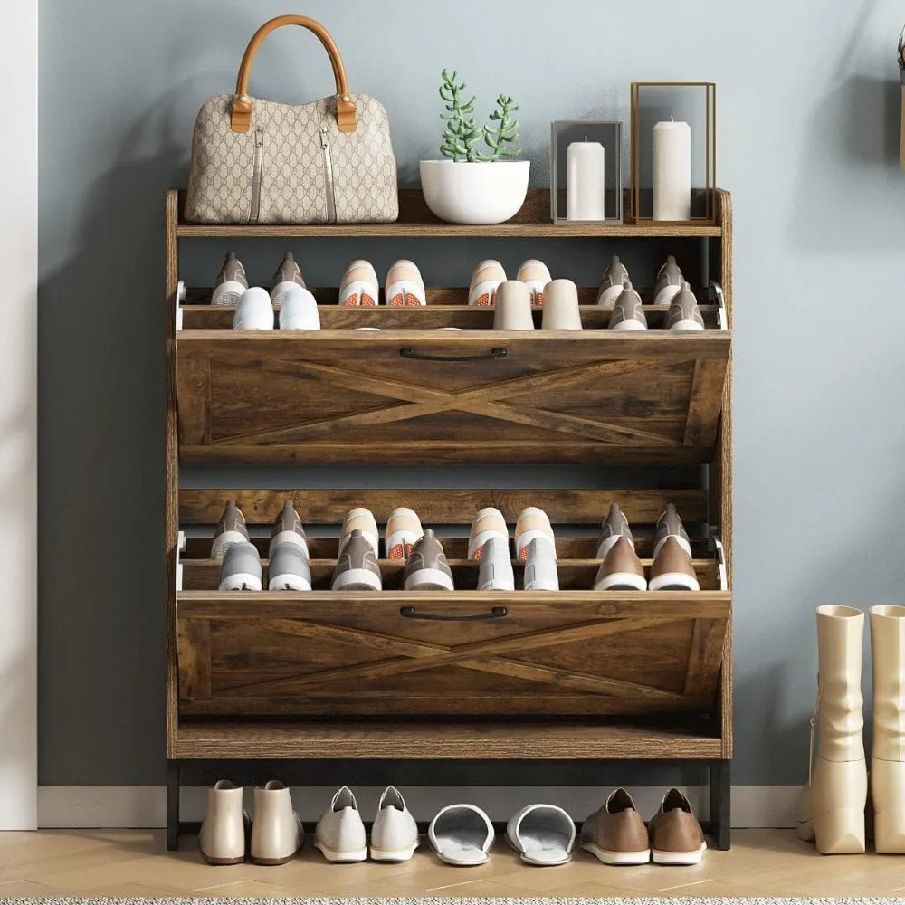 Shoe Storage Cabinet with 2 Flip Drawers