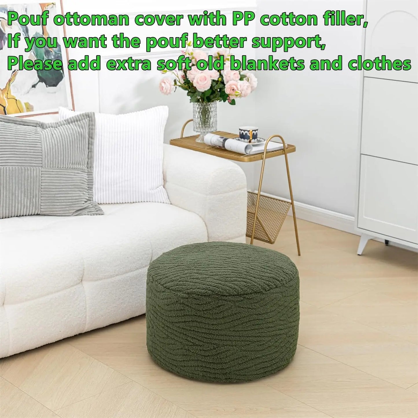 Pouf Plush Fiber Ottoman Foot Rest