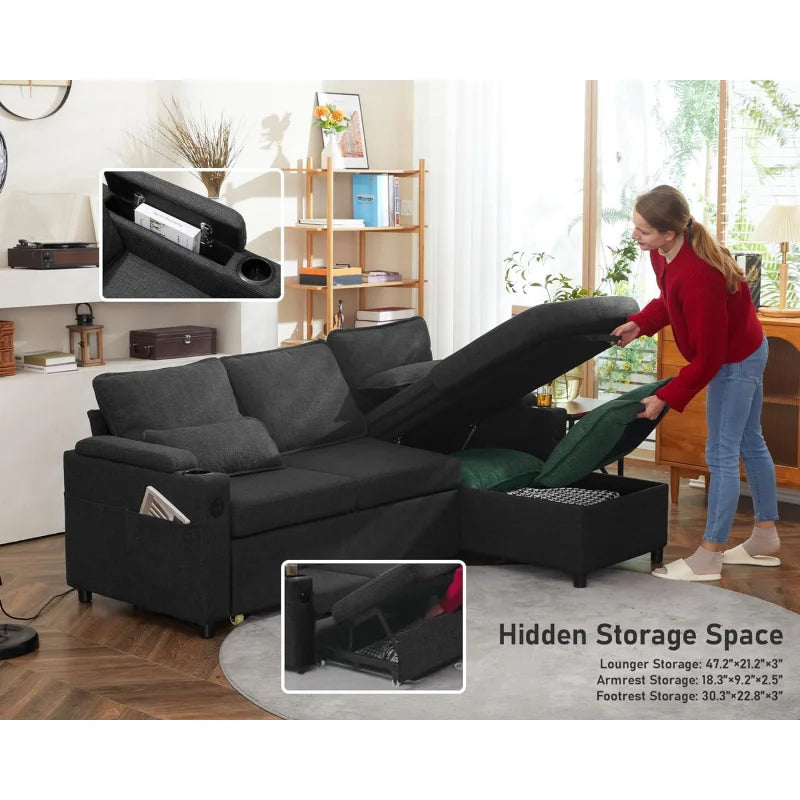 Sofa Bed Sleeper Pull Out 2 in 1 Sectional