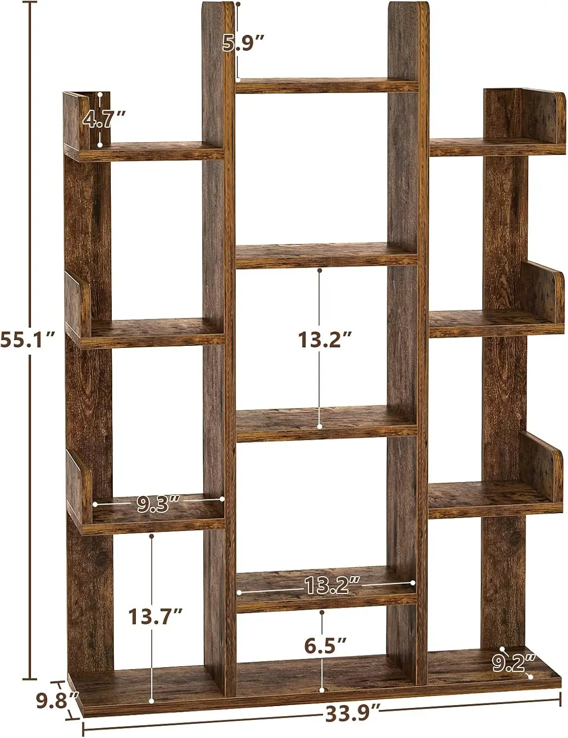 Tree-Shaped Bookcase Storage Shelf with 13 compartments