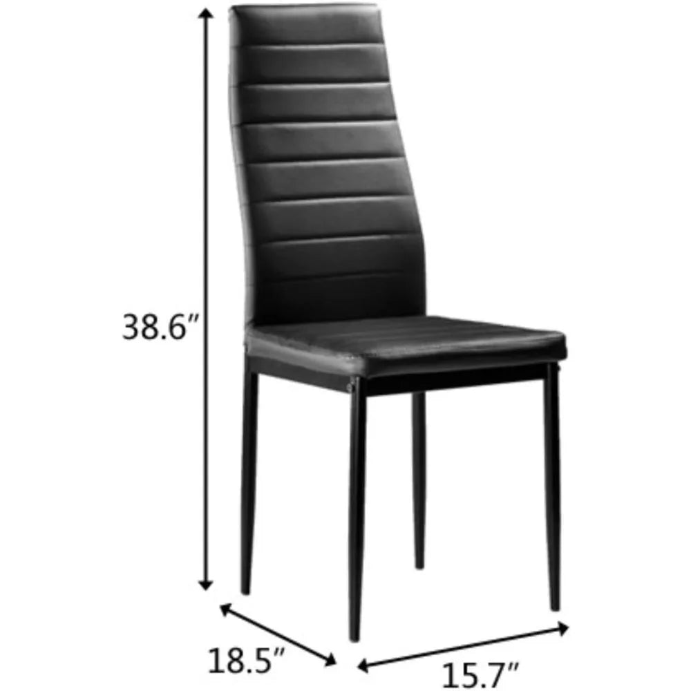Black Dining Chair Set of 4, Leather Dining Chairs
