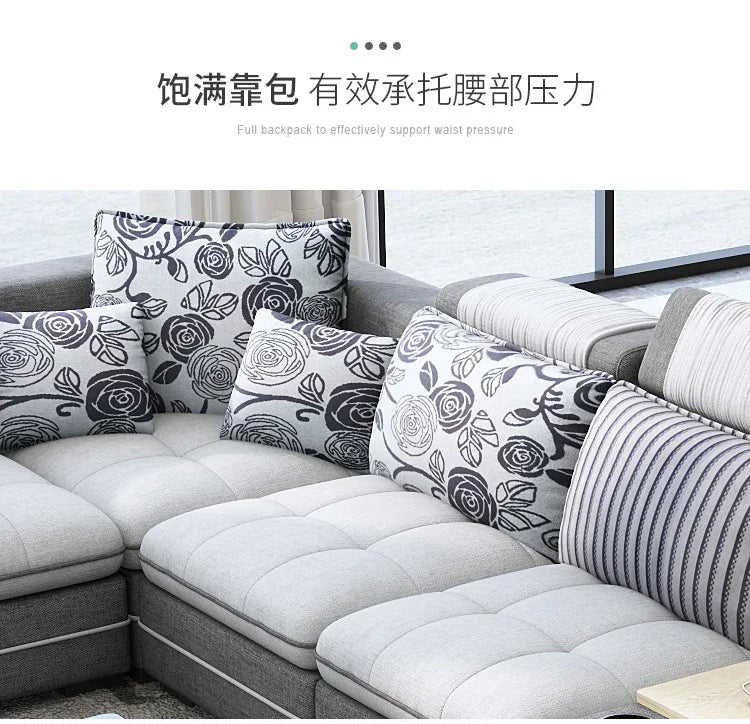 big U shape corner cloth couch Nordic modern speaker sound system bluetooth