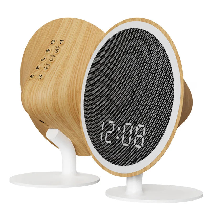 White Noise Speakers Rechargeable Wireless Bluetooth Sound Digital Clock