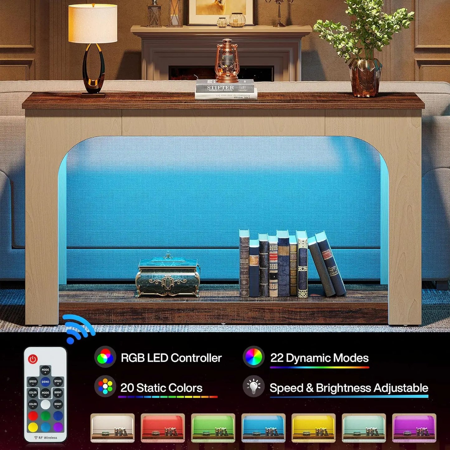 55-Inch Console Table with LED Lights