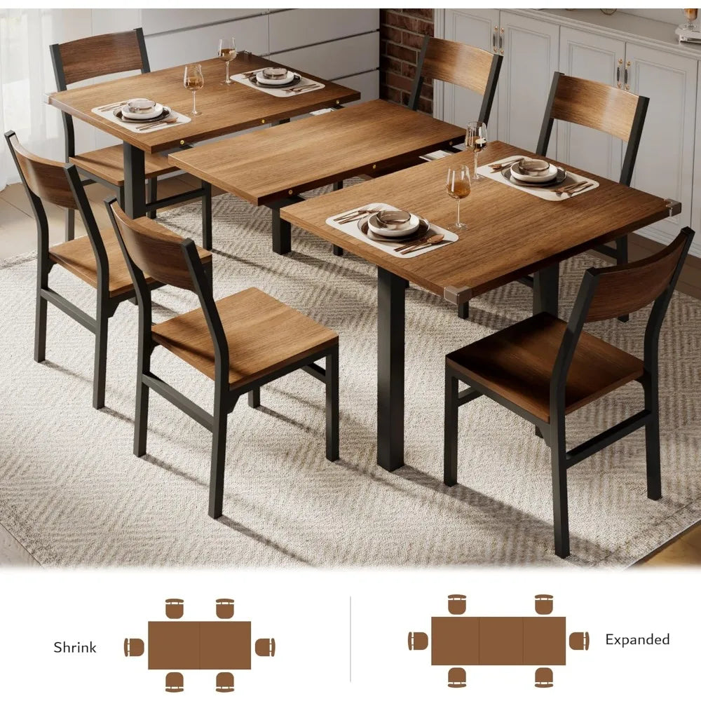 7 Pieces Dining Table with 6 Chairs