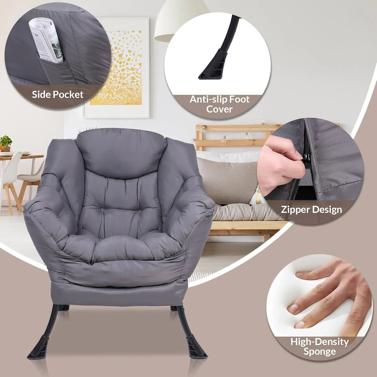 Modern Velvet Fabric Lazy Chair