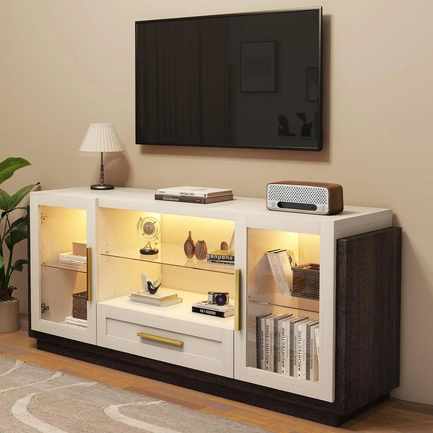 TV Stand with LED Lights with Storage