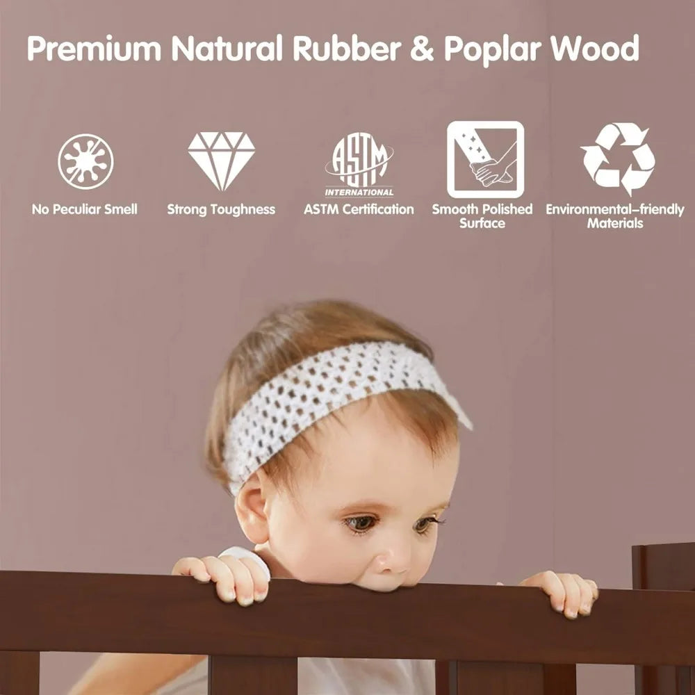 2 in 1 Convertible Wood Kids Bed w/Double Side Safety