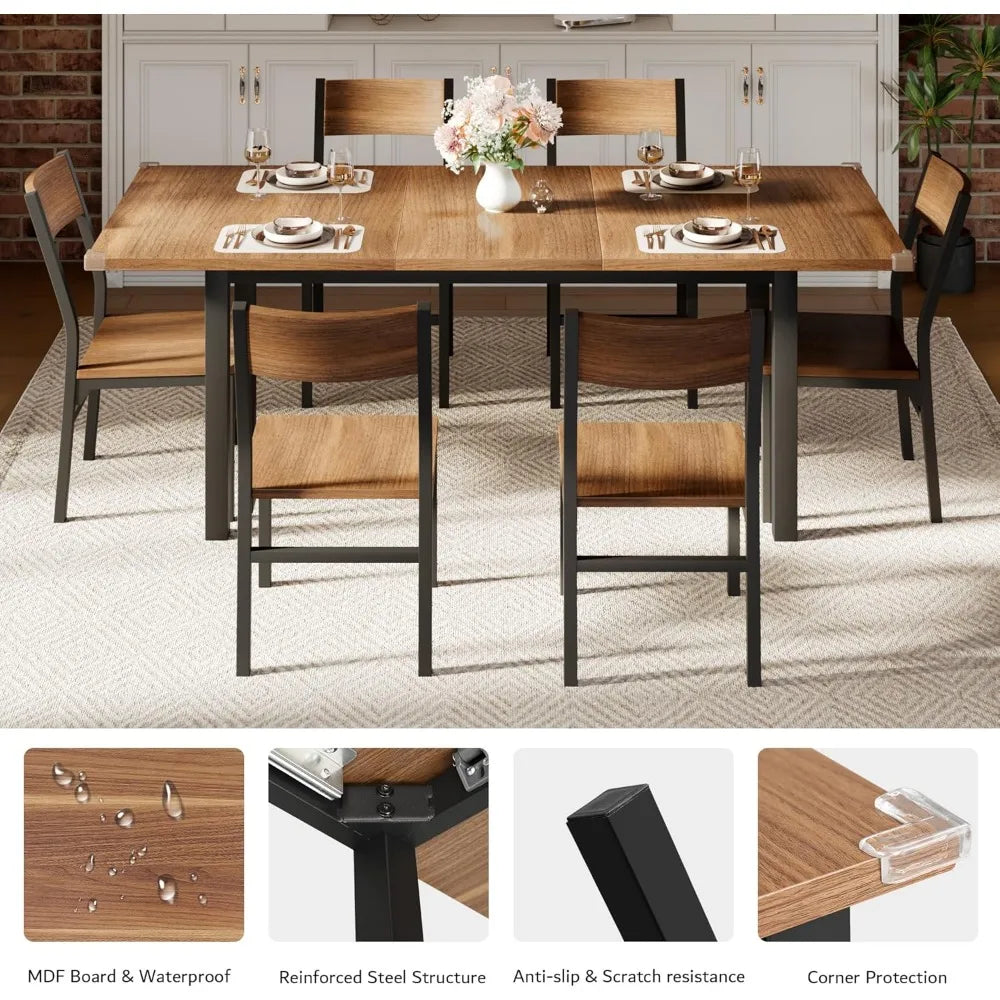 7 Pieces Dining Table with 6 Chairs