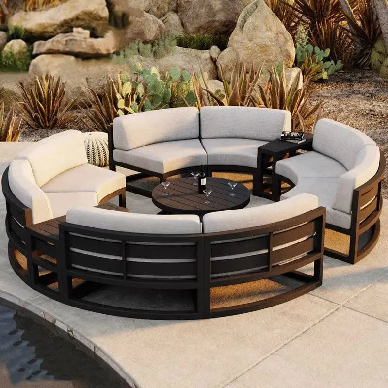 Customized aluminum alloy outdoor sofa combination villa courtyard waterproof and sun-proof
