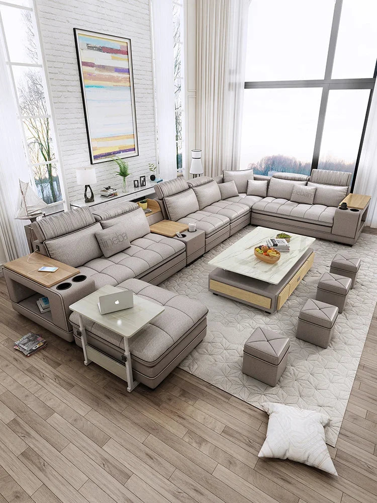 big U shape corner cloth couch Nordic modern speaker sound system bluetooth