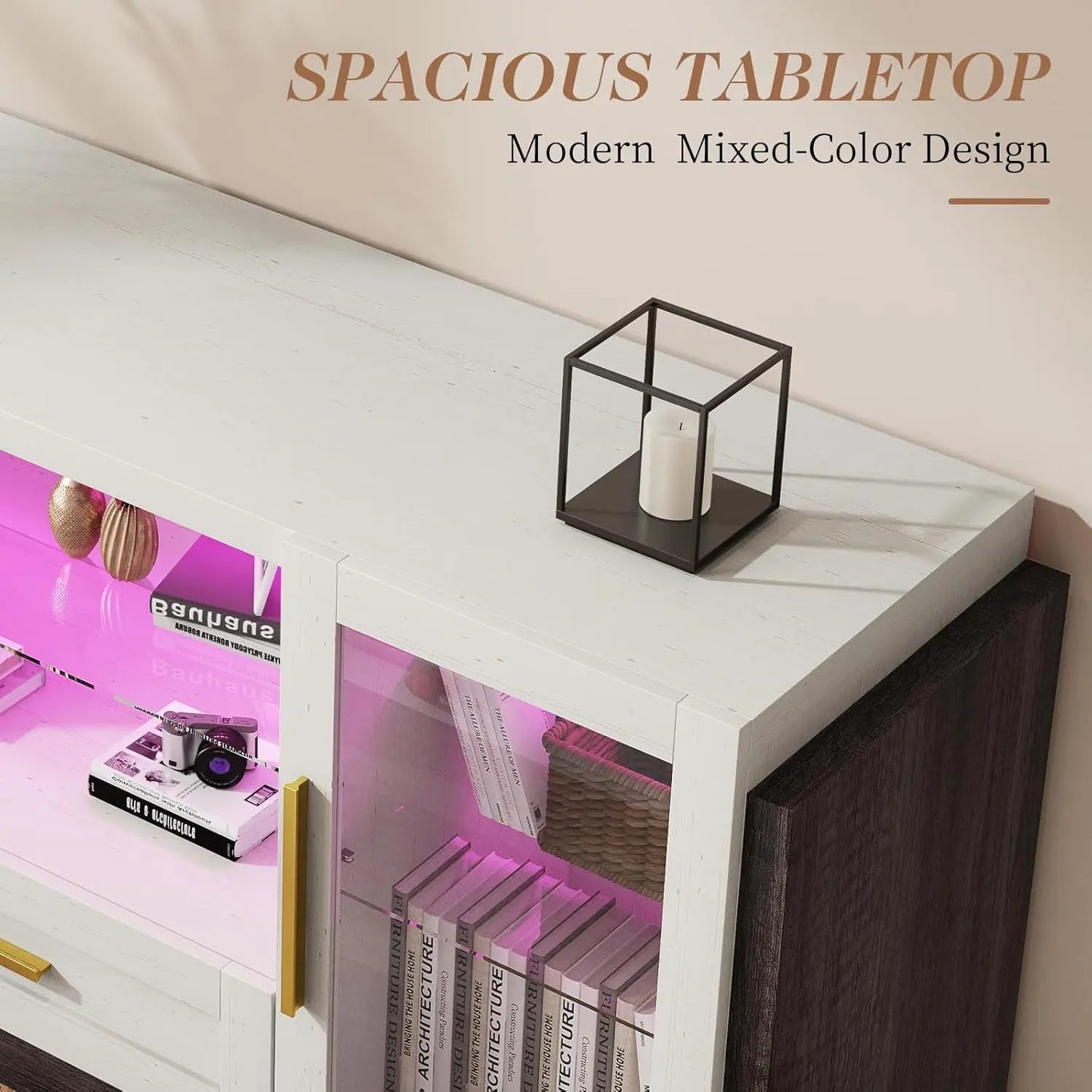 TV Stand with LED Lights with Storage