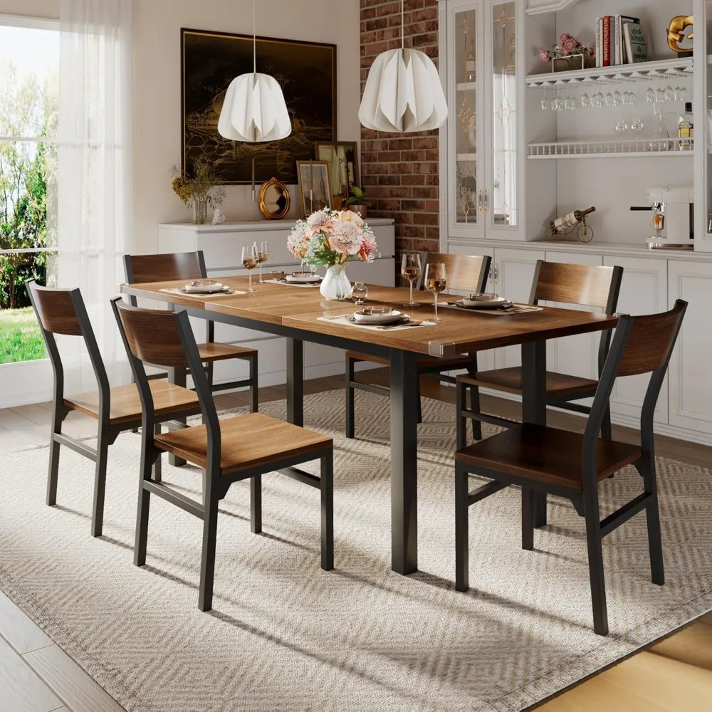 7 Pieces Dining Table with 6 Chairs
