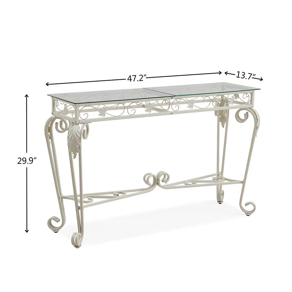 2nd Tier Modern Tempered Glass Console Table, Entrance Table, Sofa Table With Storage Shelves