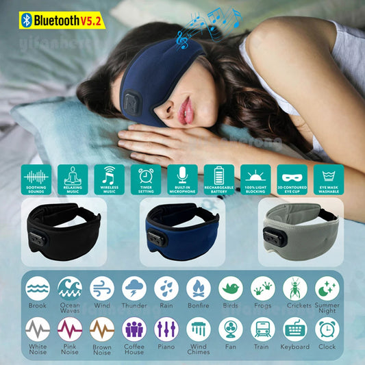 White Noise Bluetooth Sleeping Eye Mask 3D Ice Silk