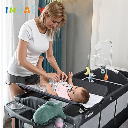 l Baby Cribs Foldable Baby Cot With Diaper Table