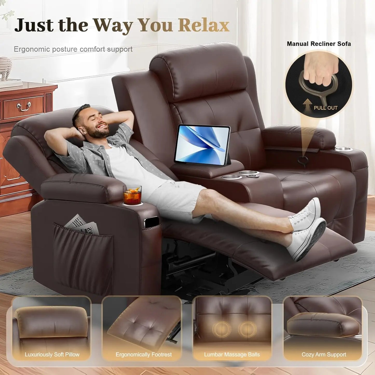 Massage Loveseat Recliner Sofa