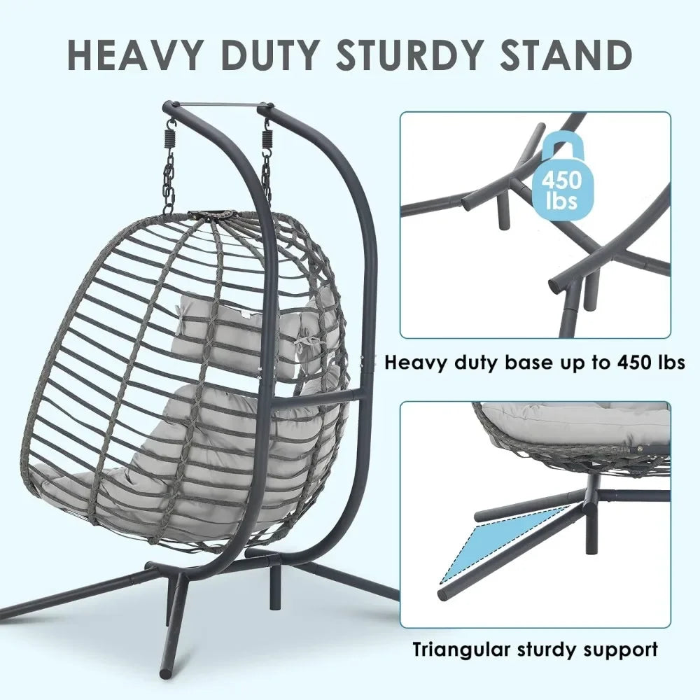 Double Swing Egg Chair with Stand