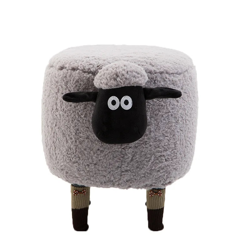 Solid Wood Creative Sheep Storage Stool