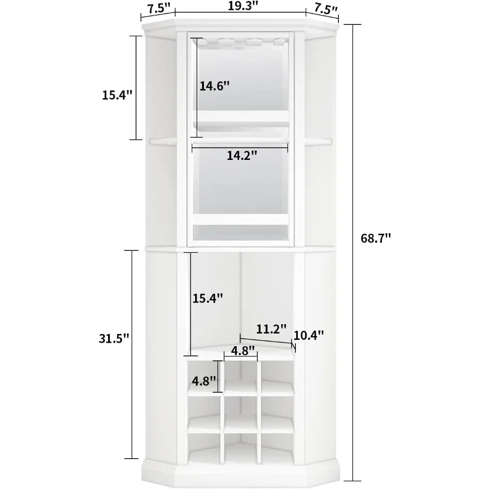 Corner Wine Cabinet with Rotating Glass Wine Rack