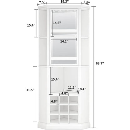 Corner Wine Cabinet with Rotating Glass Wine Rack