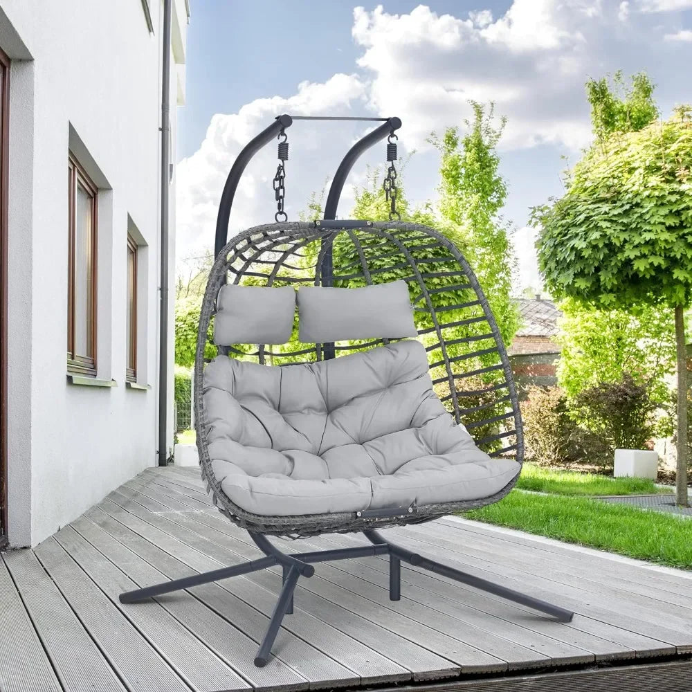 Double Swing Egg Chair with Stand