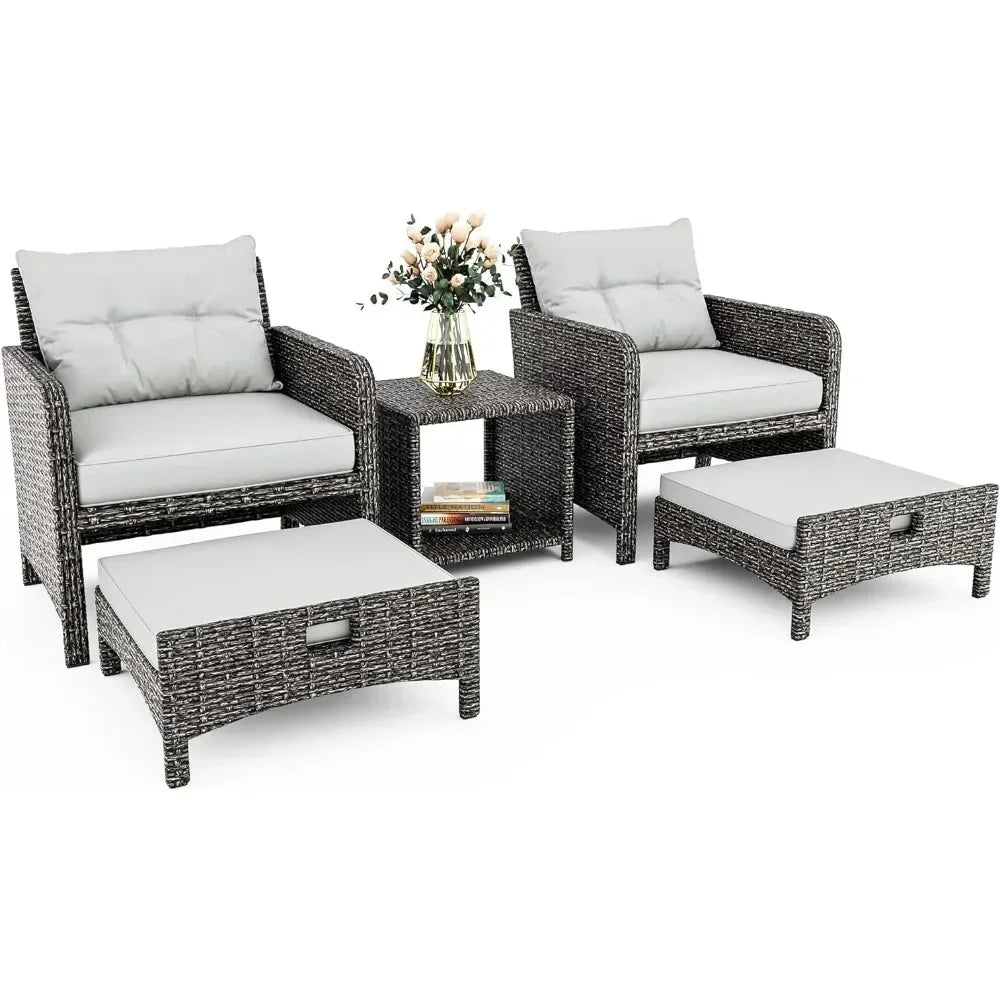 5 Pieces Wicker Patio Furniture Set