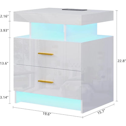 LED Nightstand With Wireless Charging Station