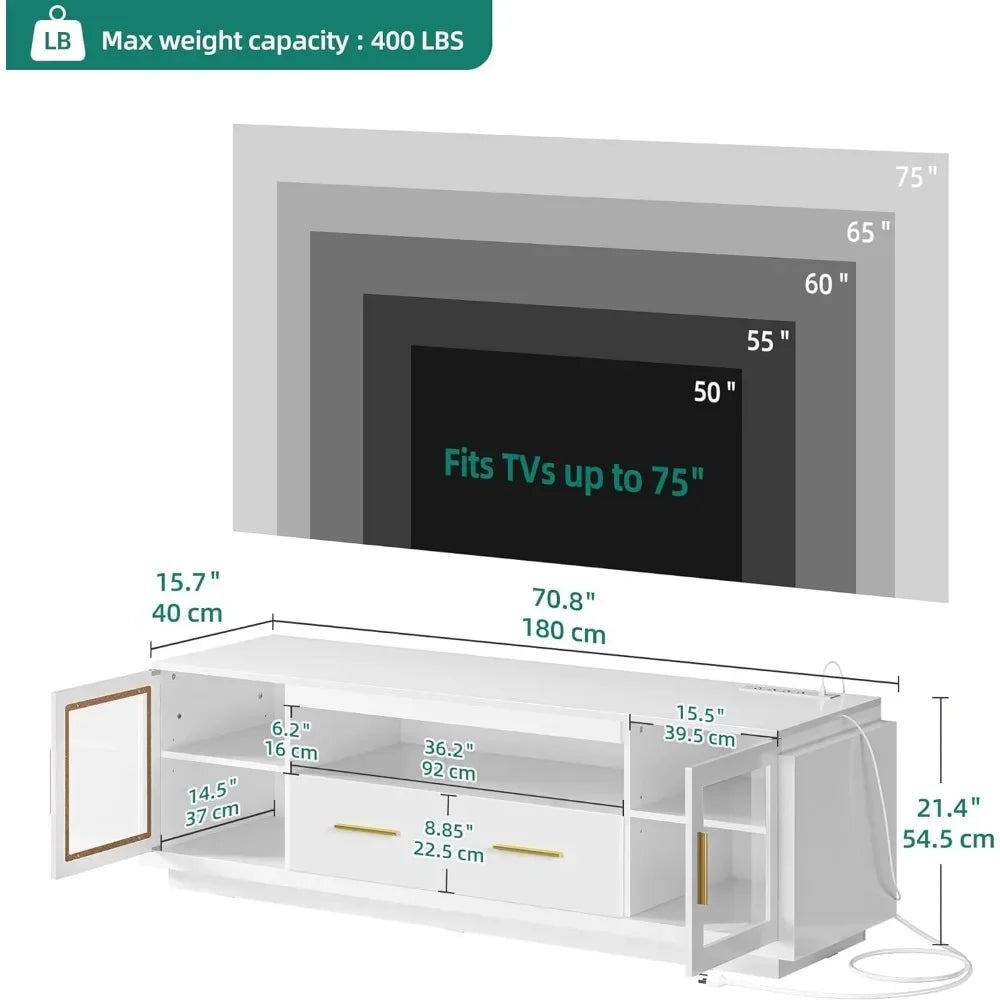 LED TV Stand with Power Outlets,