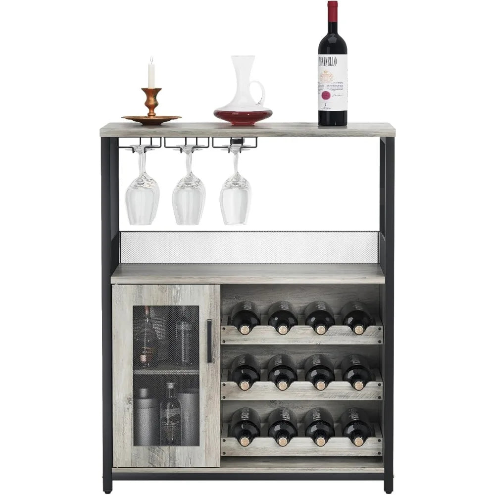 Wine Bar Rack Cabinet with Detachable Wine Rack