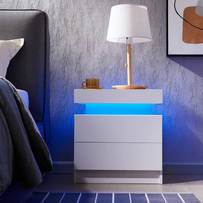 Side Bed Table With LED Light Bedside Tables