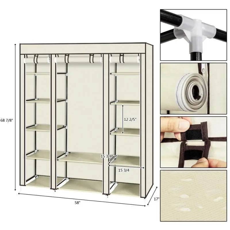 Clothes Foldable wardrobe  Double Rod