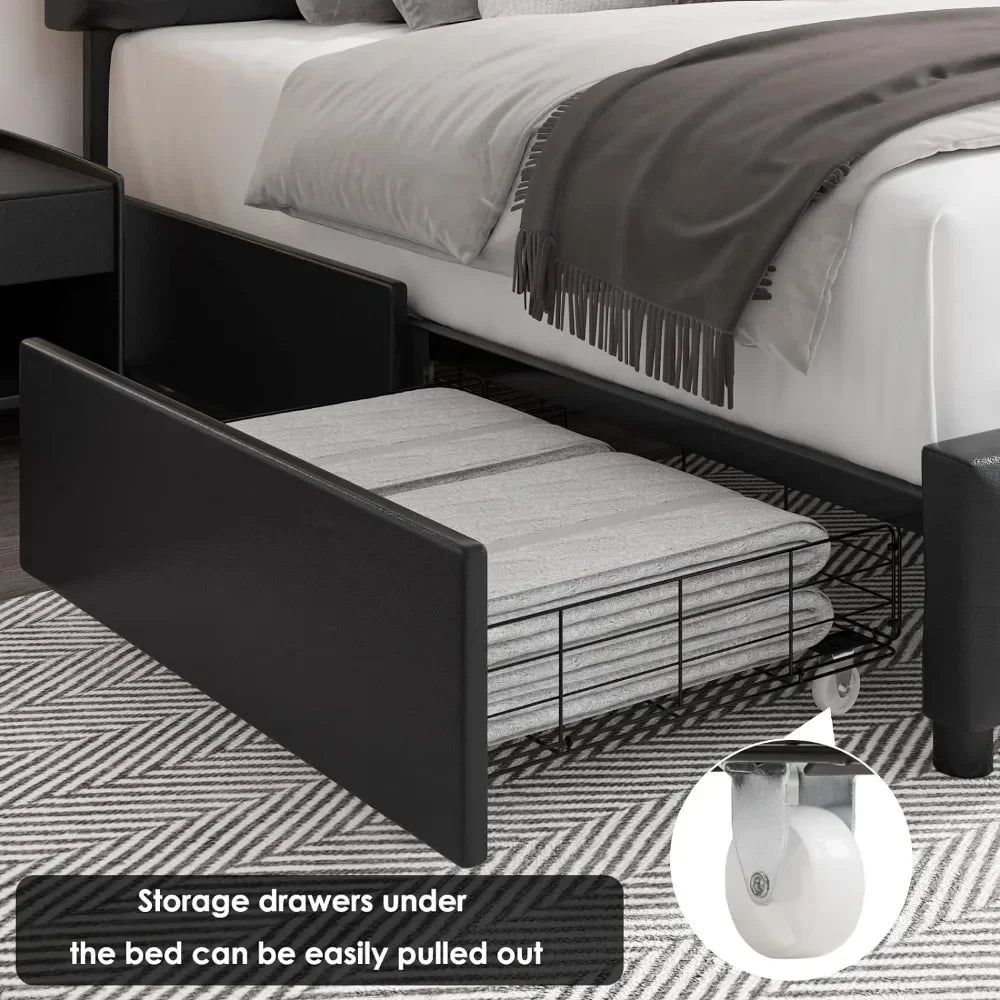 Bed frame, with 4 Storage Drawers