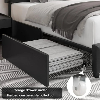 Bed frame, with 4 Storage Drawers