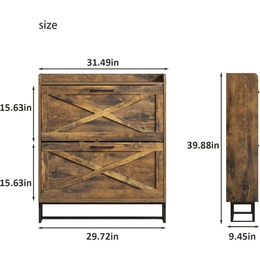 Shoe Storage Cabinet with 2 Flip Drawers
