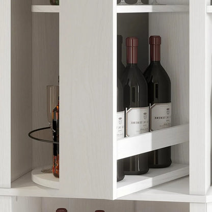 Corner Wine Cabinet with Rotating Glass Wine Rack