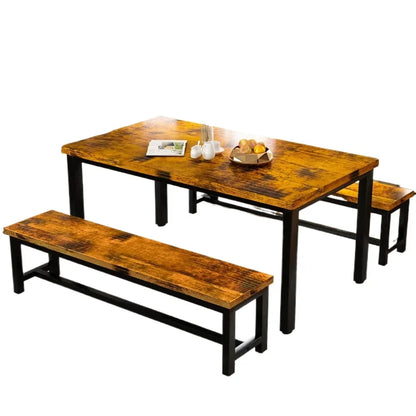 Restaurant dining table set, kitchen set with 2 benches