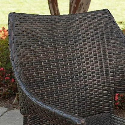 Acacia Wood Dining Set With Wicker Stacking Chairs