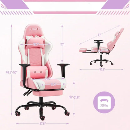 Pink Office Desk and Chair with Massager