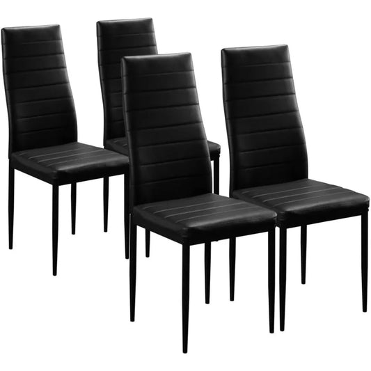 Black Dining Chair Set of 4, Leather Dining Chairs