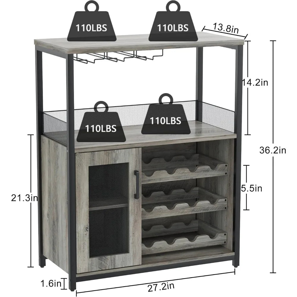 Wine Bar Rack Cabinet with Detachable Wine Rack