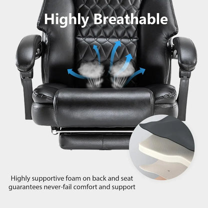 Massage Office Chair with Foot Rest 6 Points Vibration and Heat