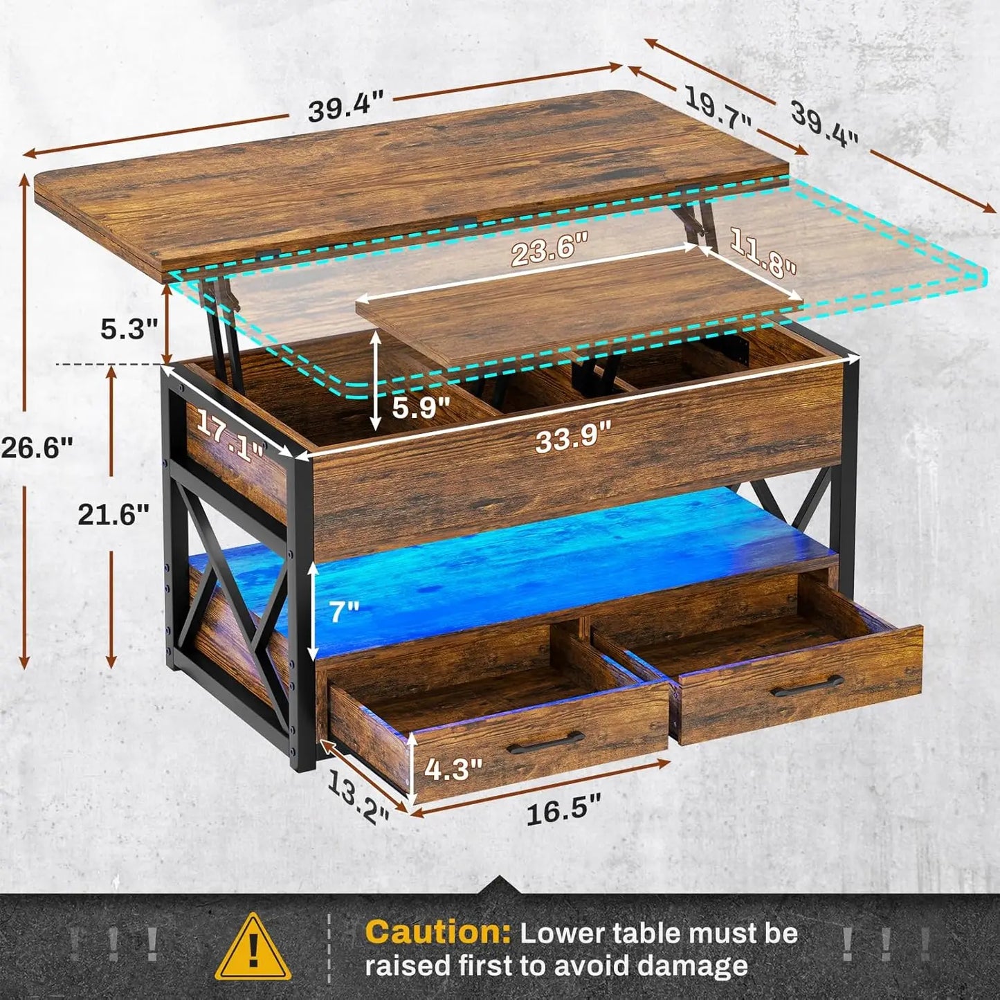 4 in 1 Coffee Tables with Storage for Living Room