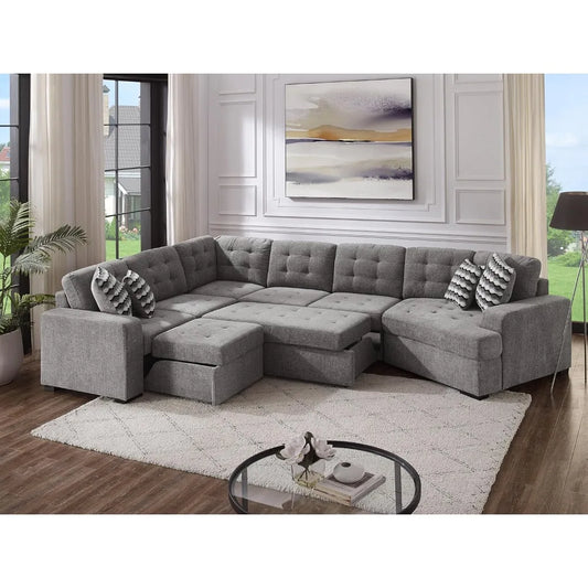 Oversized Sectional Sleeper Sofa, 7-Seater