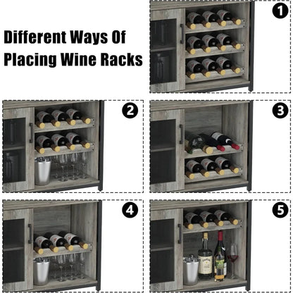 Wine Bar Rack Cabinet with Detachable Wine Rack