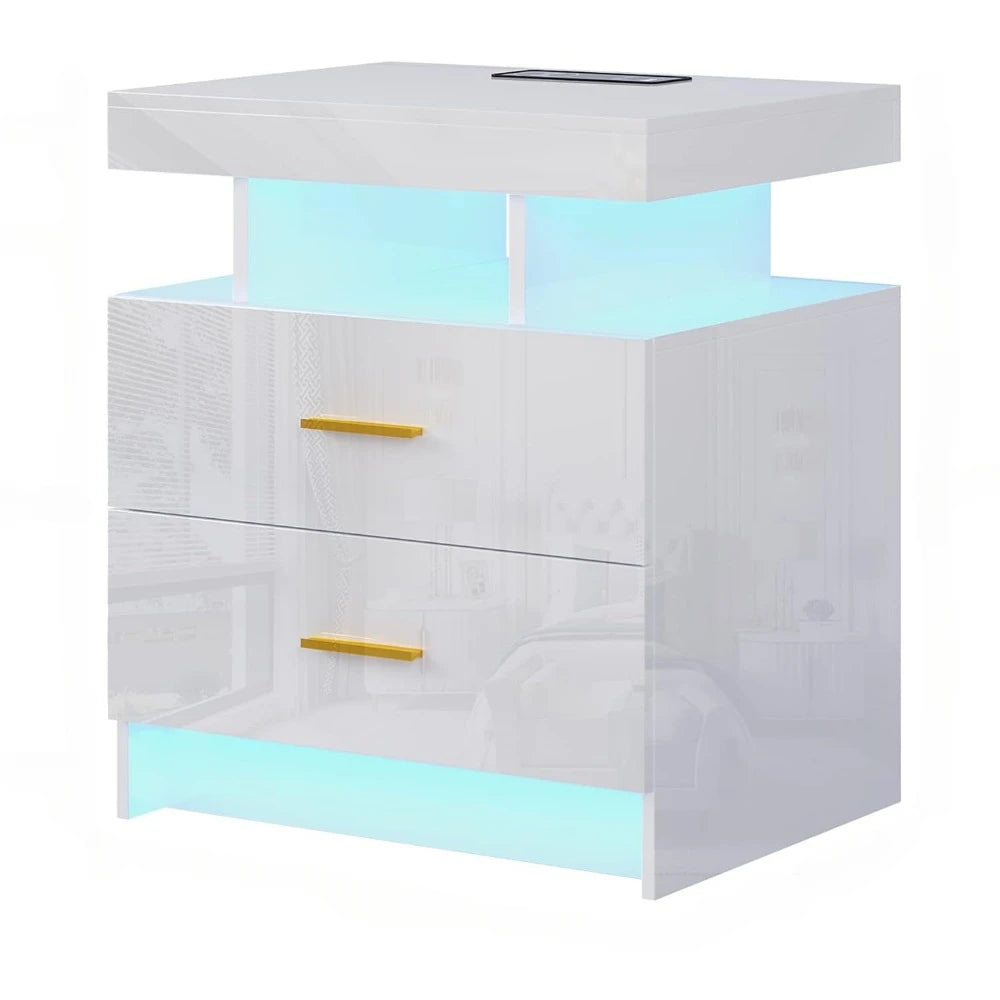 LED Nightstand With Wireless Charging Station