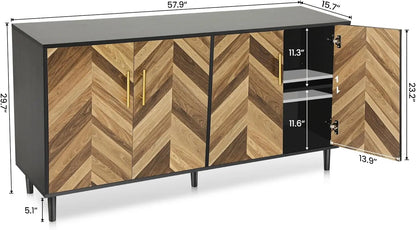 Modern Sideboard Buffet Cabinet with 4 Doors