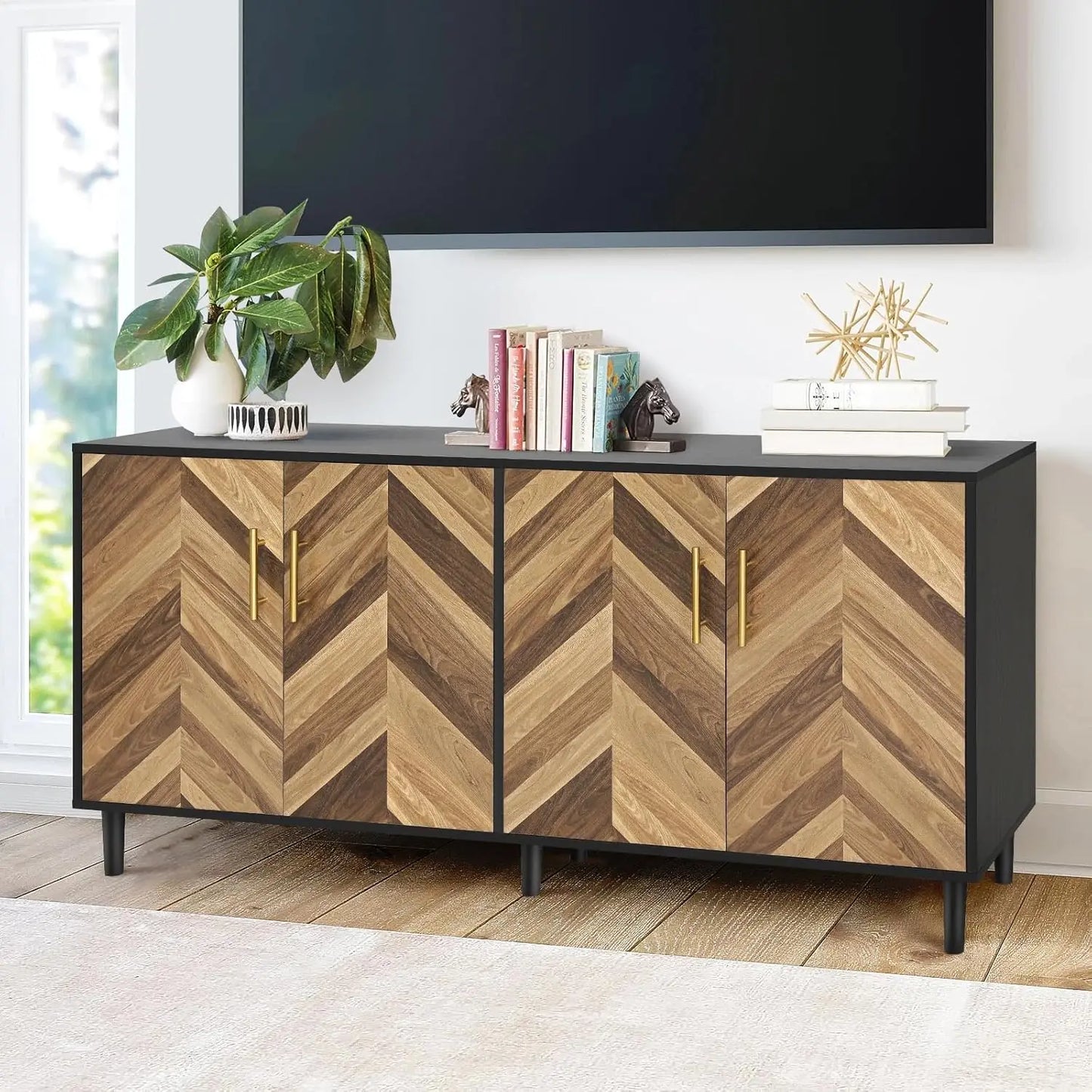 Modern Sideboard Buffet Cabinet with 4 Doors