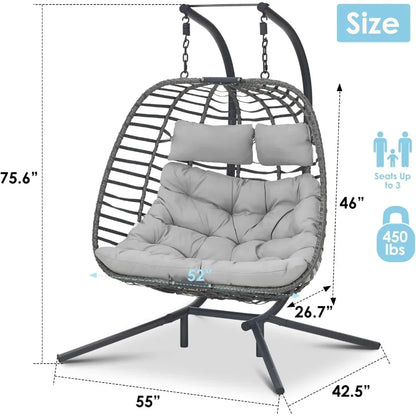 Double Swing Egg Chair with Stand