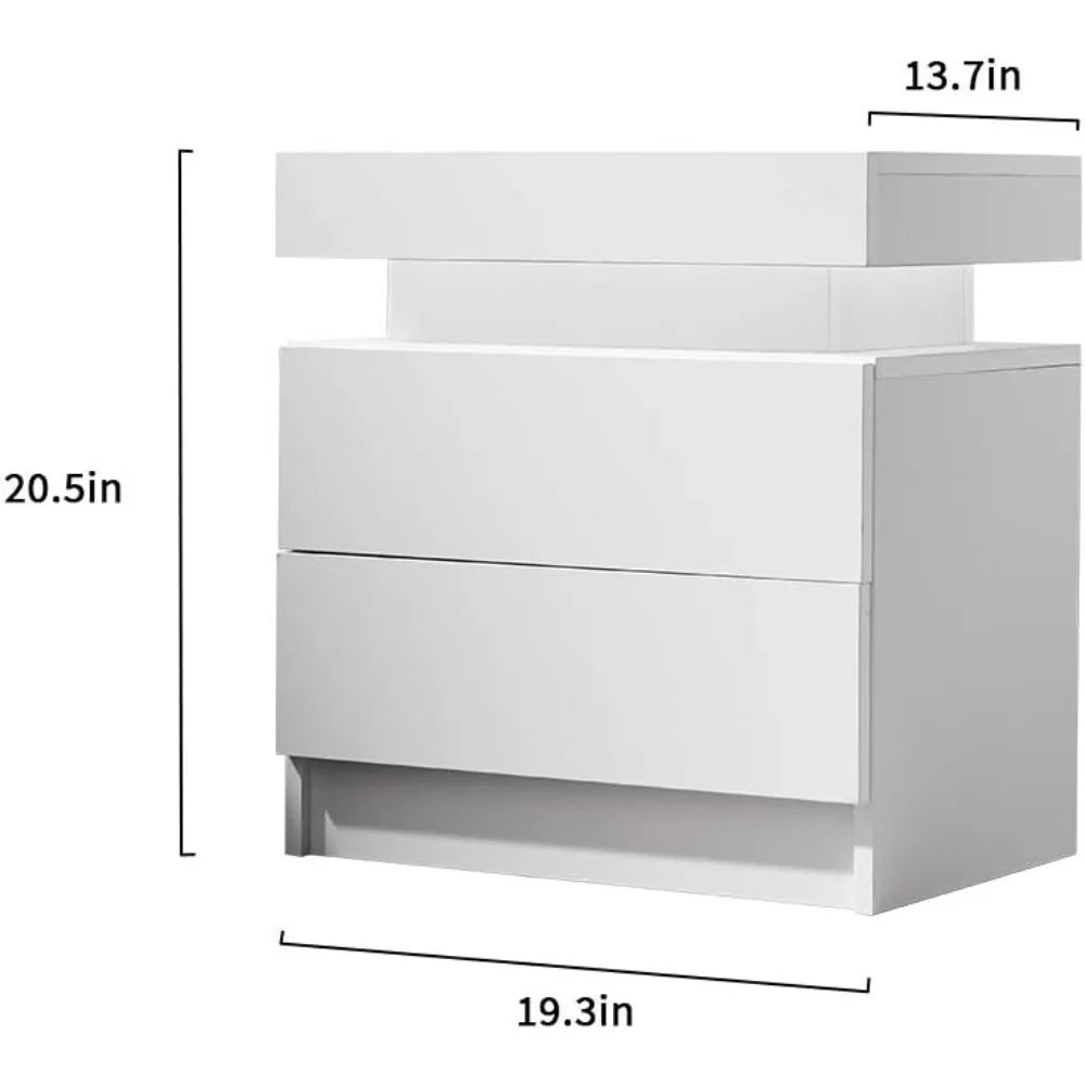 Side Bed Table With LED Light Bedside Tables